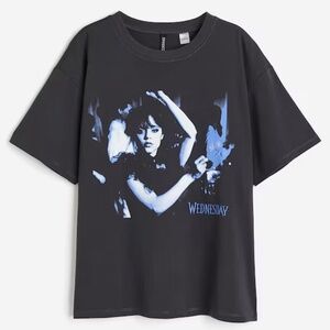 NWT H&M Wednesday Addams Dance Oversized Black Tee Women's Size XXL